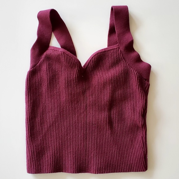 Abercrombie Plum Crop Top Ribbed - Picture 1 of 4